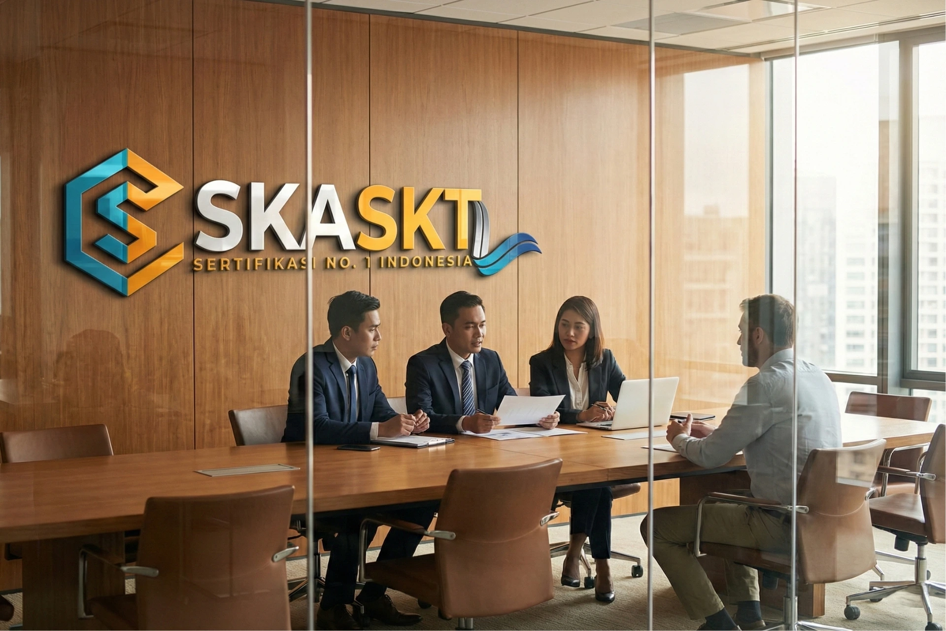 rapat di ruangan SKASKT untuk pembuatan sbu konstruksi dengan client